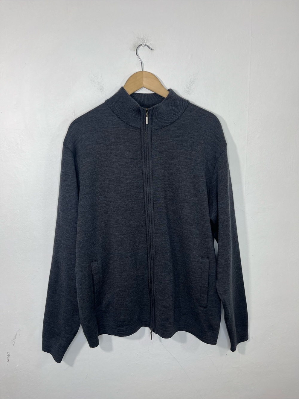 St, Croix Men's Charcoal Gray Full Zip Wool Sweater Jacket Cardigan Size XL